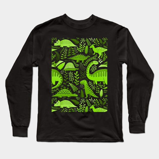 green dinos Long Sleeve T-Shirt by analinea